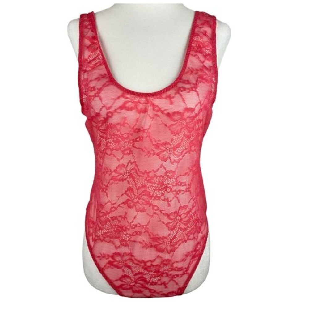 Victorias Secret Lingerie Lace Body Suit Womens Large Pink Red